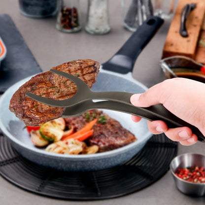 2 In 1 Nylon Grip Flip Tongs Egg Spatula Tongs Steak Spatula Tongs